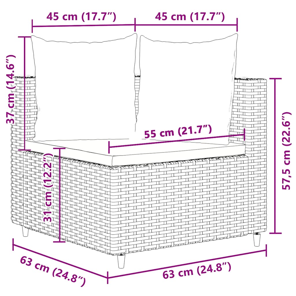 4-tlg. Garten-Sofagarnitur mit Kissen Braun Poly Rattan