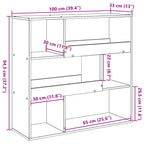 Bücherregal/Raumteiler Räuchereiche 100x33x94,5 cm