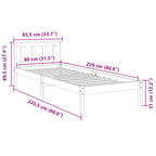 Massivholzbett Extra Lang ohne Matratze Weiß 80x220 Kiefernholz