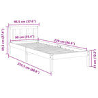 Massivholzbett Extra Lang ohne Matratze Weiß 90x220 Kiefernholz