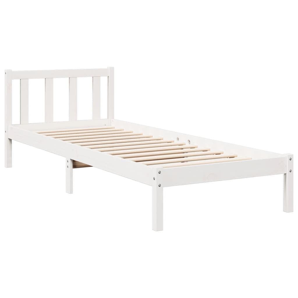Massivholzbett Extra Lang ohne Matratze Weiß 100x220 Kieferholz