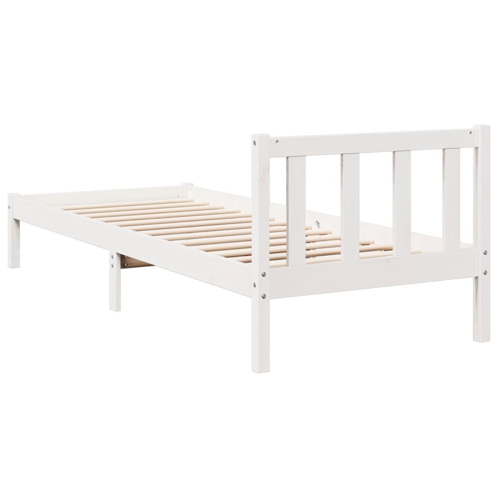Massivholzbett Extra Lang ohne Matratze Weiß 100x220 Kieferholz