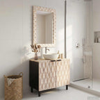 Badezimmer Sets Weiße gewaschene Oberfläche Massivholz Mango