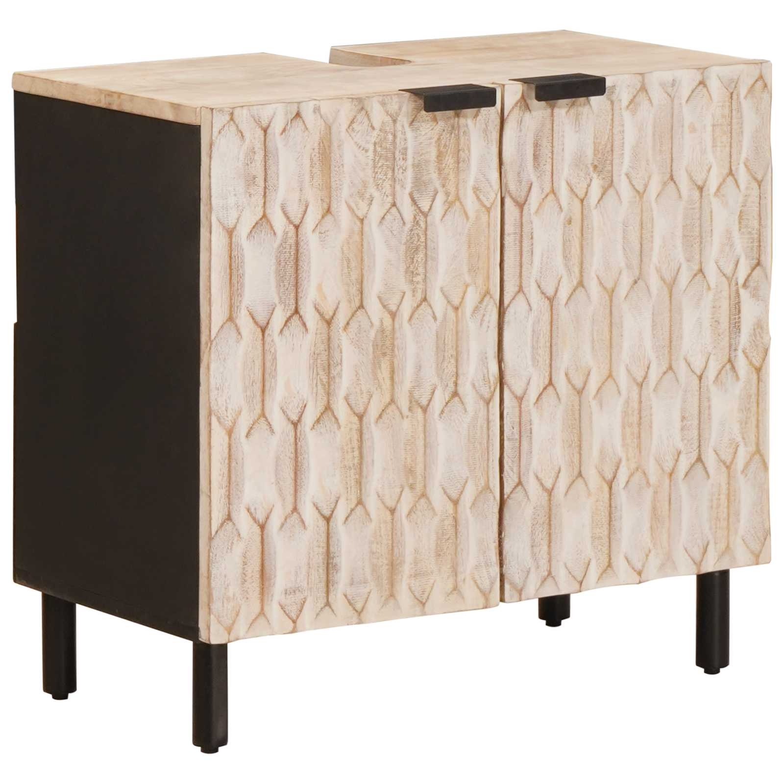 Badezimmer Sets mit Regal 3 pcs Weiße gewaschene Oberfläche