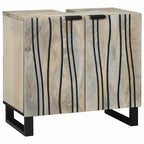 Badezimmerschrank-Set 2 pcs Weiß Massivholz Mango