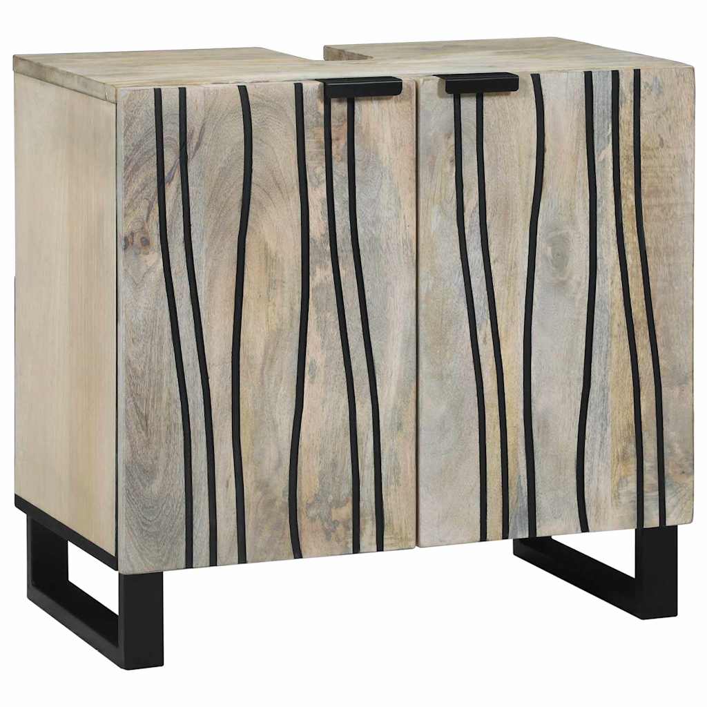 Badezimmerschrank-Set 2 pcs Weiß Massivholz Mango