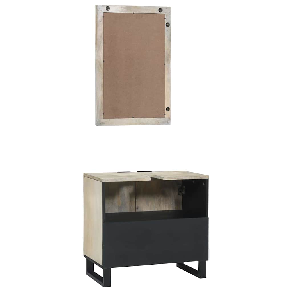 Badezimmerschrank-Set 2 pcs Weiß Massivholz Mango