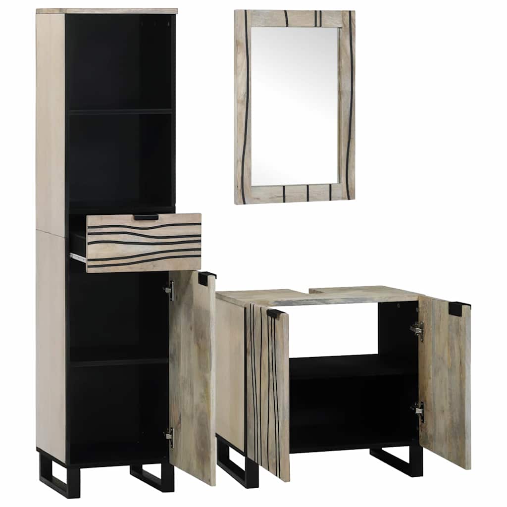 Badezimmermöbel-Set mit Schubladen 3 pcs Weiß Holzwerkstoff