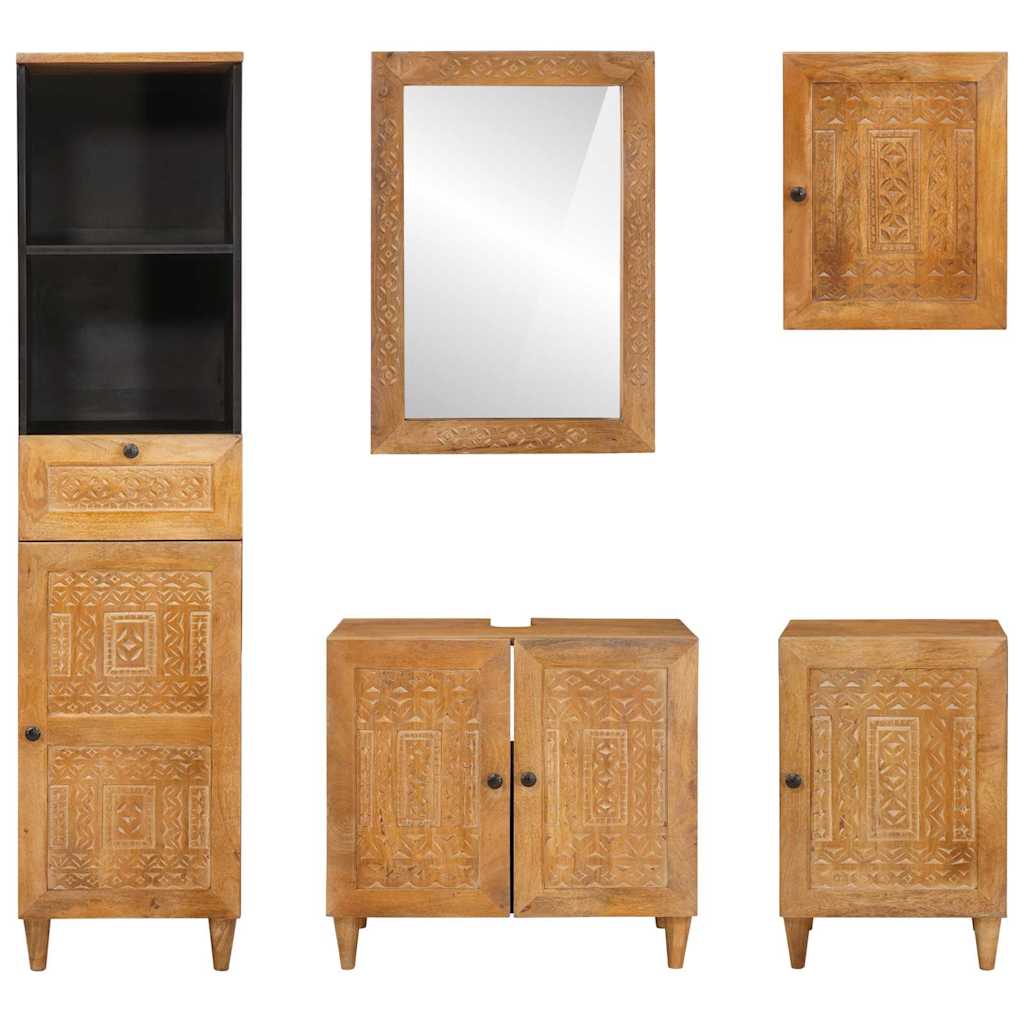 Badezimmermöbel-Set mit Schubladen 5 pcs Braun Holzwerkstoff