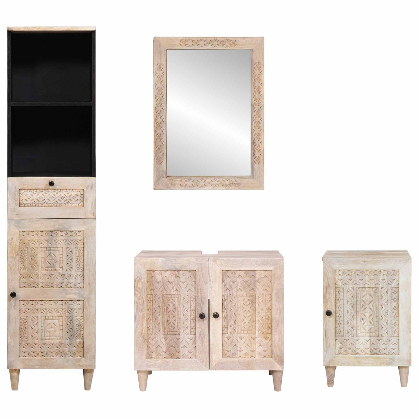 Badezimmermöbel-Set mit Schubladen 4 pcs Weiß Holzwerkstoff
