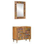 Badezimmermöbel-Set Wandmontiert 2 pcs Natur Massivholz Mango