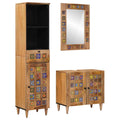 Badezimmermöbel-Set mit Schubladen 3 pcs Natur Massivholz Mango
