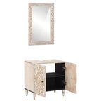 Badezimmermöbel-Set Wandmontiert 2 pcs Weiß Massivholz Mango