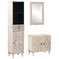 Badezimmermöbel-Set mit Schubladen 3 pcs Weiß Massivholz Mango