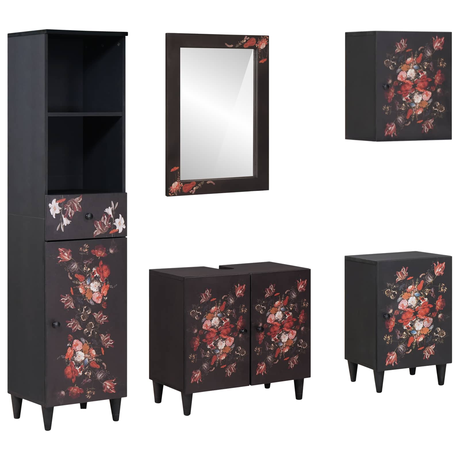 Badezimmerschrank-Set mit Schubladen 5 pcs Massivholz Mango