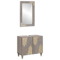 Badezimmerschrank-Set Wandmontiert 2 pcs Grau Massivholz Mango
