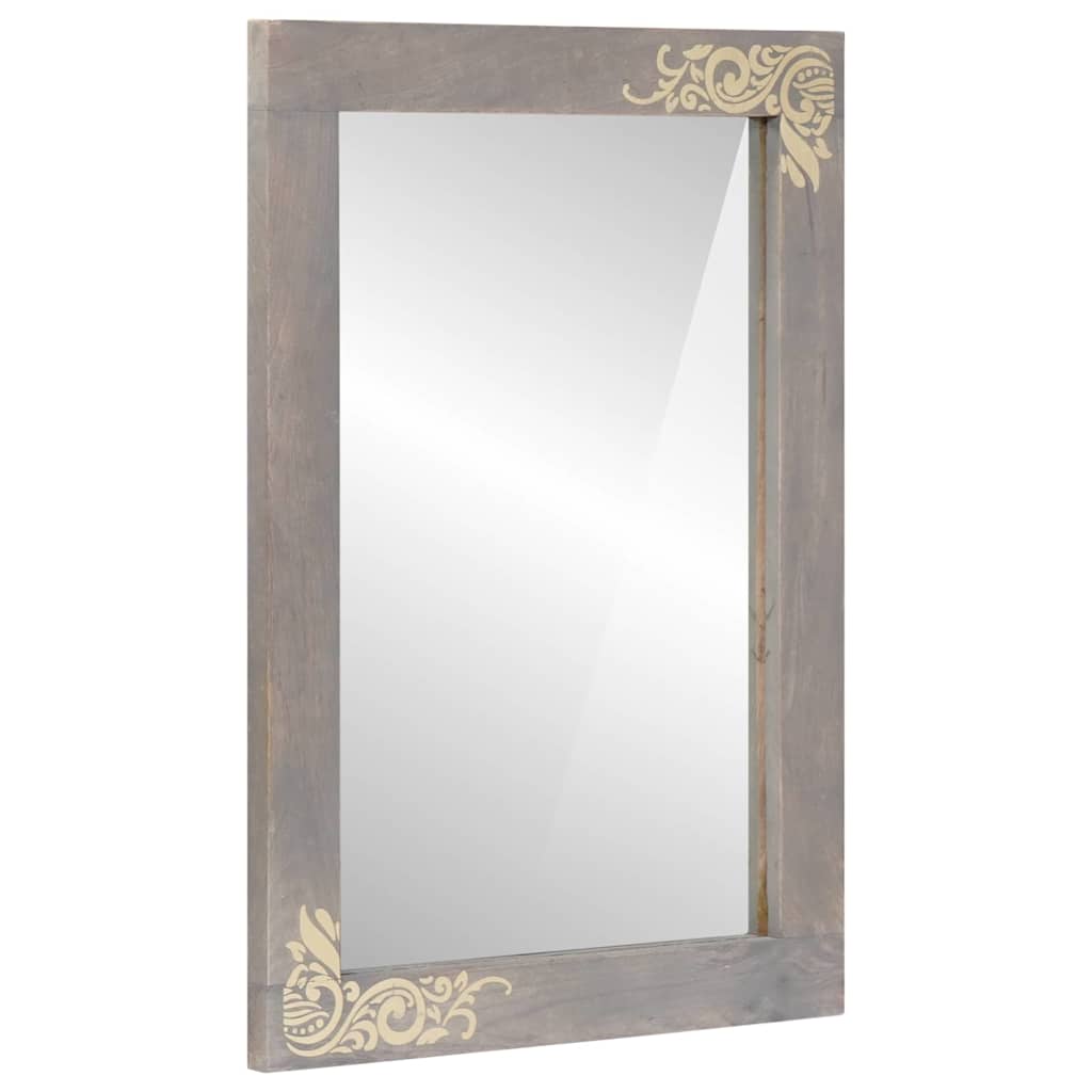 Badezimmerschrank-Set Wandmontiert 3 pcs Grau Massivholz Mango