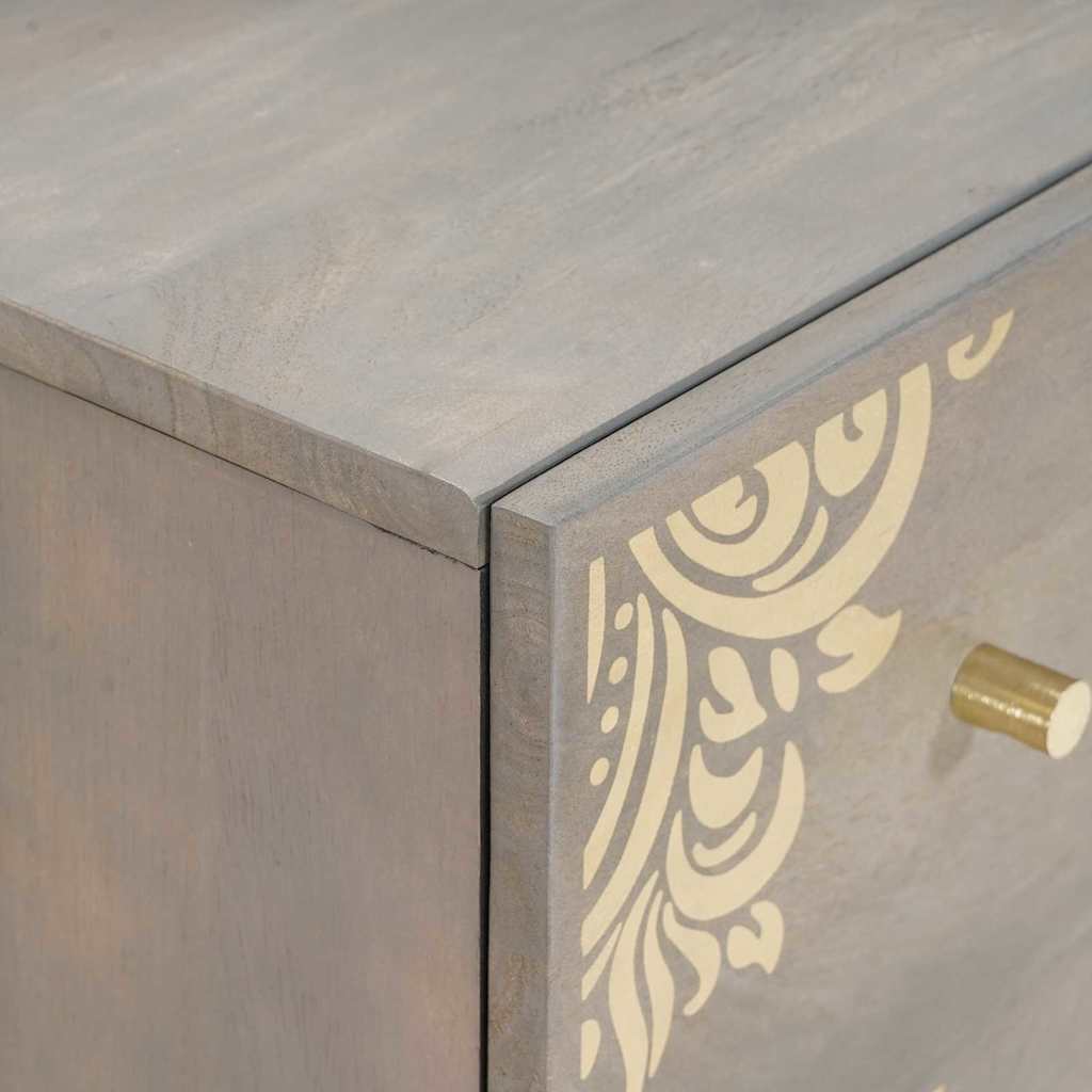 Badezimmerschrank-Set Wandmontiert 4 pcs Grau Massivholz Mango