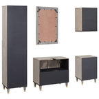 Badezimmerschrank-Set Wandmontiert 5 pcs Grau Massivholz Mango