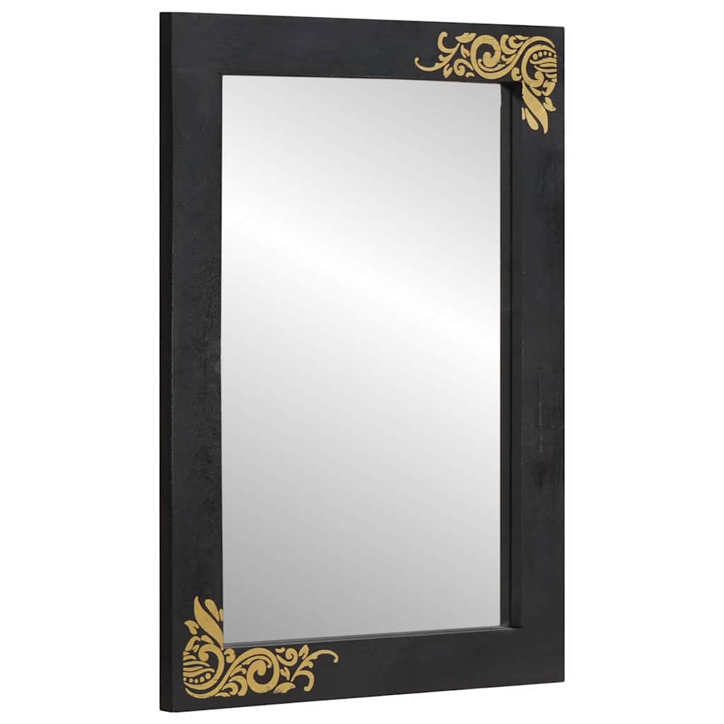 Badezimmerschrank-Set mit Tür 4 pcs Schwarz Massivholz Mango