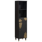 Badezimmerschrank-Set mit Tür 5 pcs Schwarz Massivholz Mango