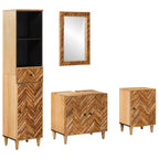Badezimmerschrank-Set mit Schubladen 4 pcs Massivholz Mango