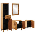 Badezimmerschrank-Set mit Schubladen 4 pcs Massivholz Mango