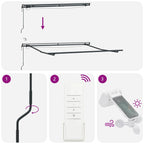 Markise Automatisch mit LEDs Braun 300x250 cm