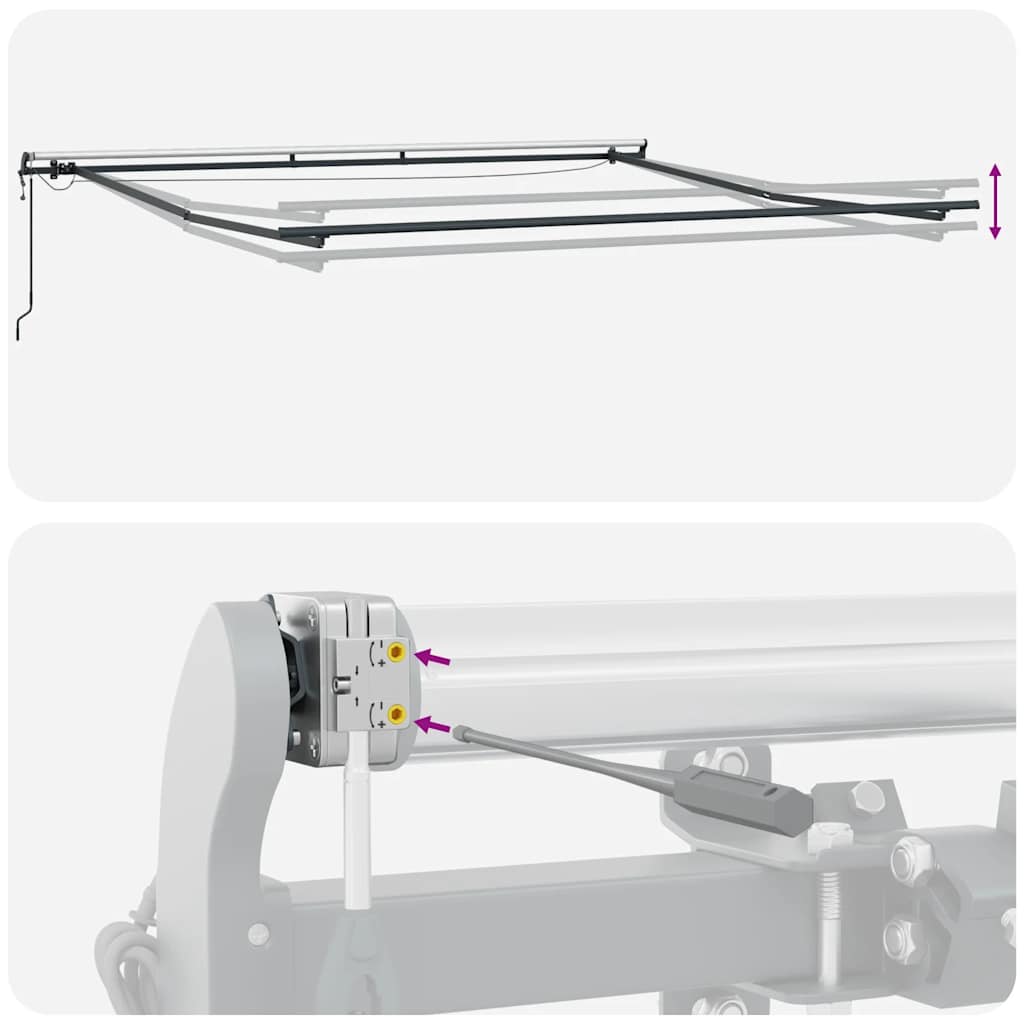 Markise Automatisch mit LEDs Anthrazit & Weiß 500x300 cm