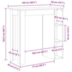 Bartisch mit Regal Artisan-Eiche 102x50x103,5 cm Holzwerkstoff