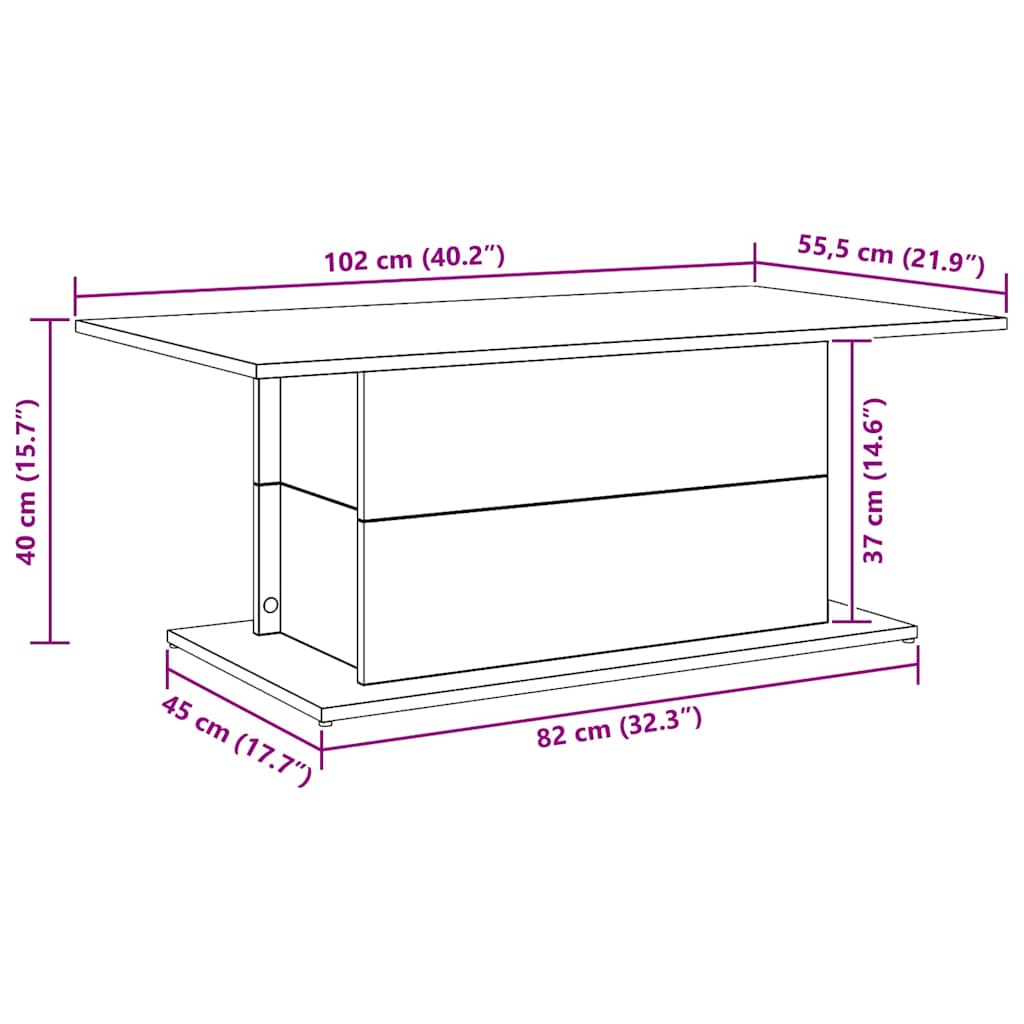 Couchtisch Artisan-Eiche 102x55,5x40 cm Holzwerkstoff