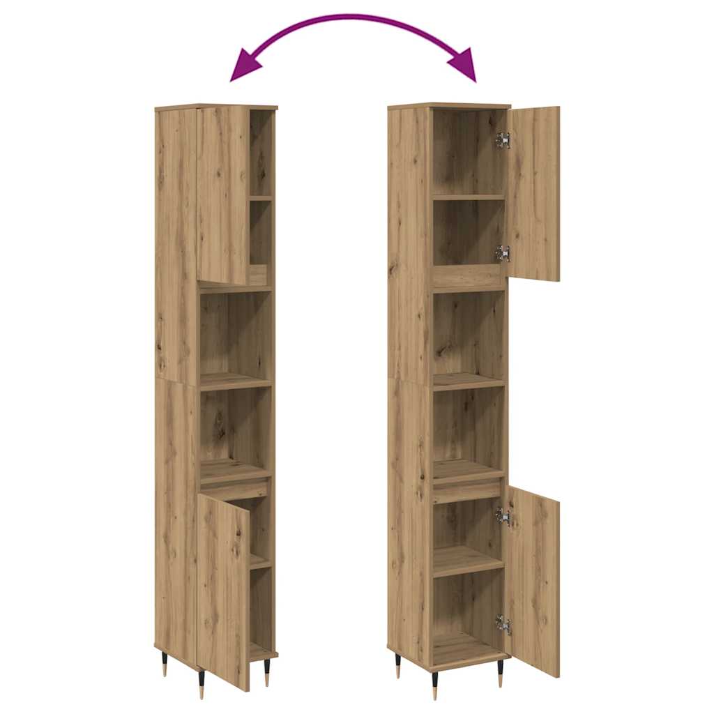 Badschrank Artisan-Eiche 30x30x190 cm Holzwerkstoff