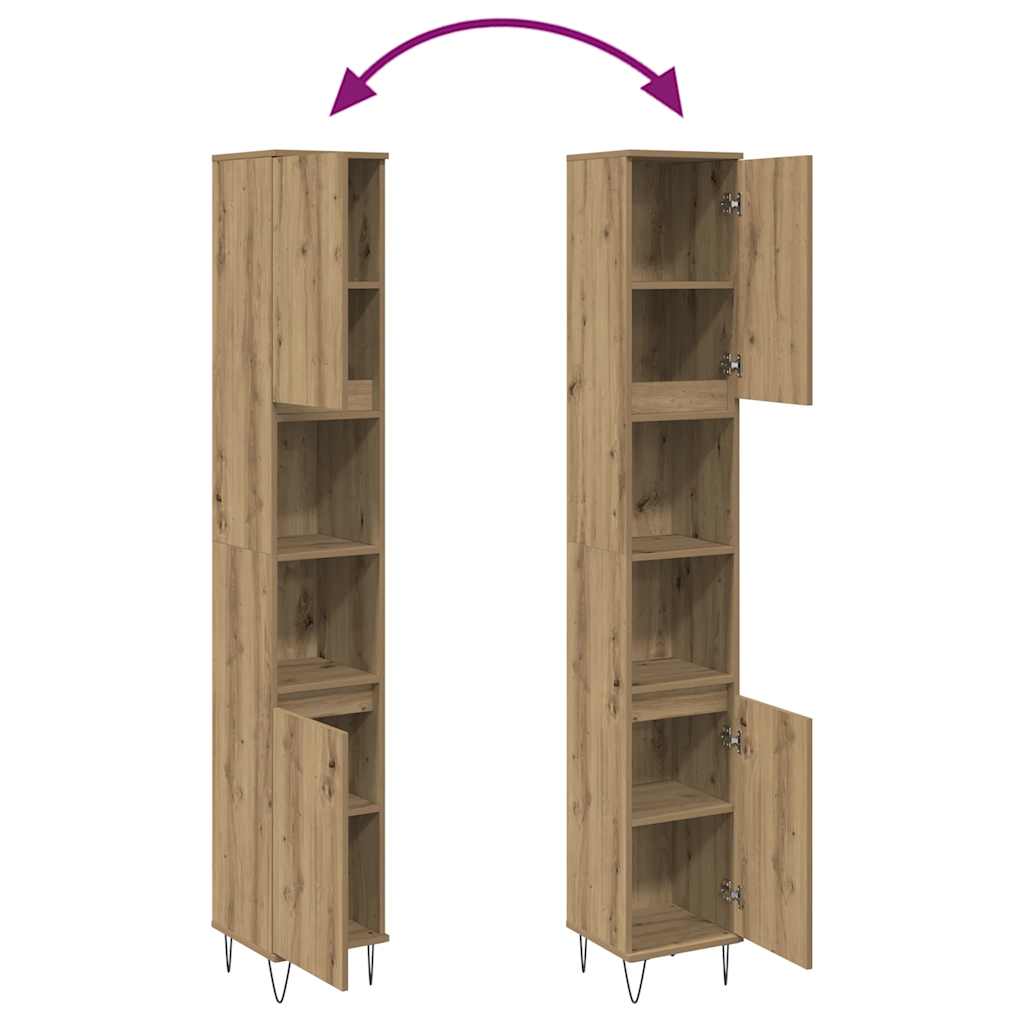 Badschrank Artisan-Eiche 30x30x190 cm Holzwerkstoff