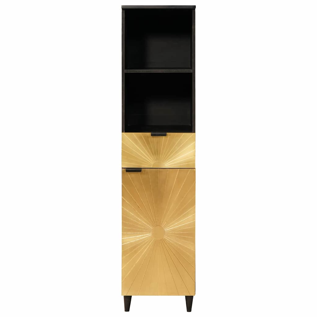 Badezimmerschrank mit Regal Schwarz und Gold 38 x 33 x 160 cm