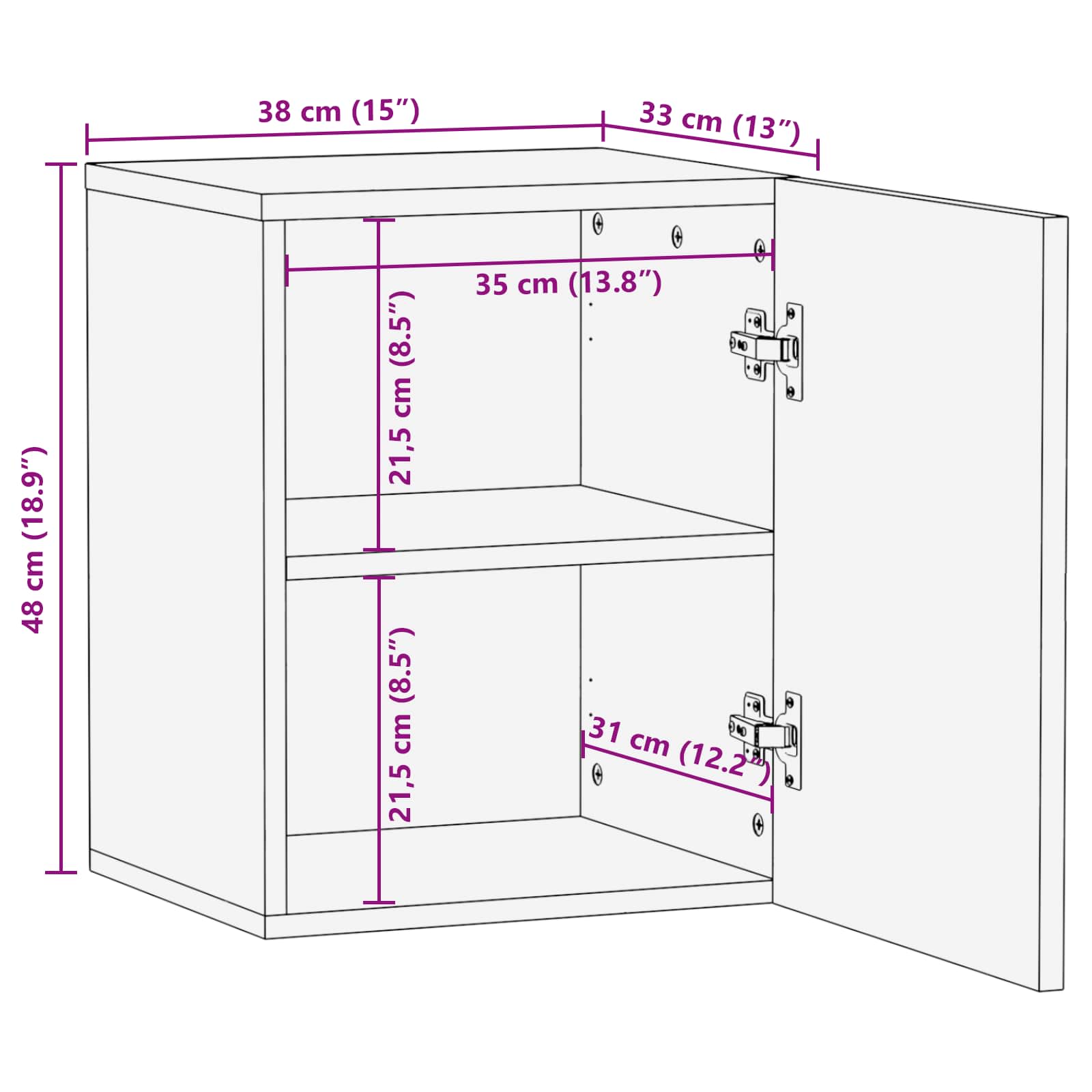 Badezimmer Hängeschrank Weiß 38 x 33 x 48 cm Massivholz Mango