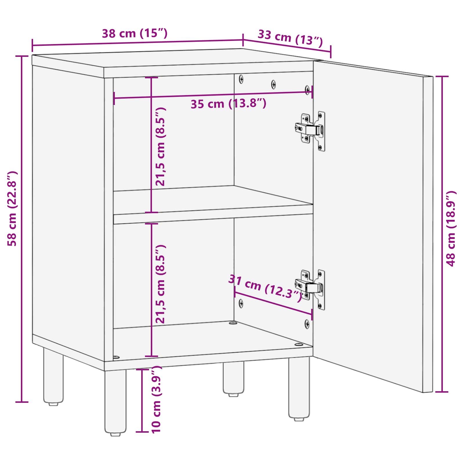 Badezimmerschrank Braun 38 x 33 x 58 cm Massivholz Mango