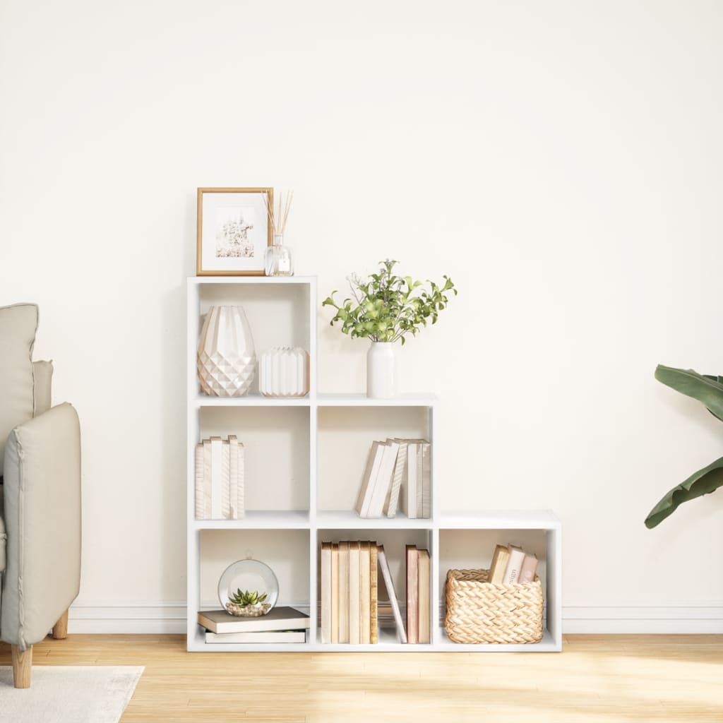 Raumteiler Bücherregal 3-stufig Weiß 99x29x99 cm Holzwerkstoff