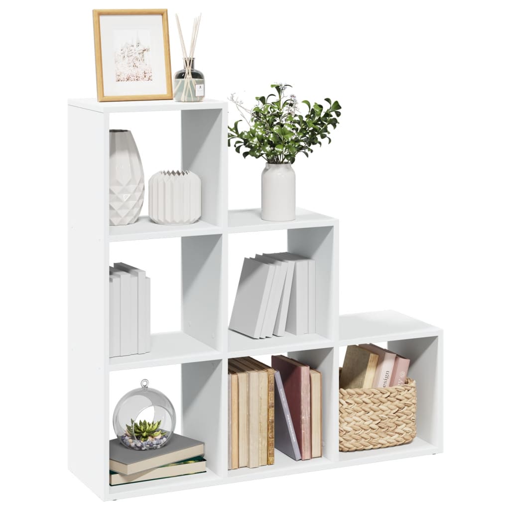 Raumteiler Bücherregal 3-stufig Weiß 99x29x99 cm Holzwerkstoff