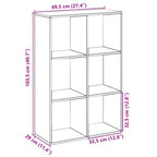 Raumteiler-Bücherregal Sonoma-Eiche 69,5x29x103,5 cm