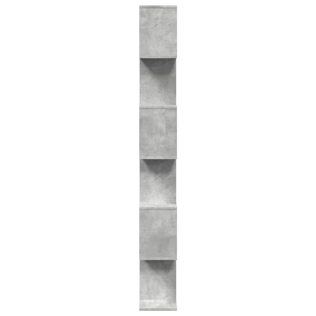 Raumteiler-Bücherregal 6 Etagen Betongrau 70x24x193 cm