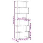 Raumteiler-Bücherregal 6 Etagen Altholz-Optik 70x24x193 cm