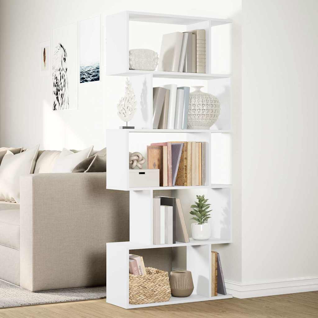 Raumteiler Bücherregal 5-stufig Weiß 70x24x161 cm Holzwerkstoff