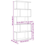 Raumteiler-Bücherregal 5 Etagen Grau Sonoma 70x24x161 cm