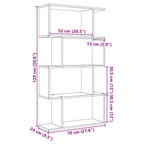 Raumteiler Bücherregal 4-stufig Weiß 70x24x129 cm Holzwerkstoff