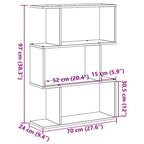 Raumteiler Bücherregal 3-stufig Weiß 70x24x97 cm Holzwerkstoff