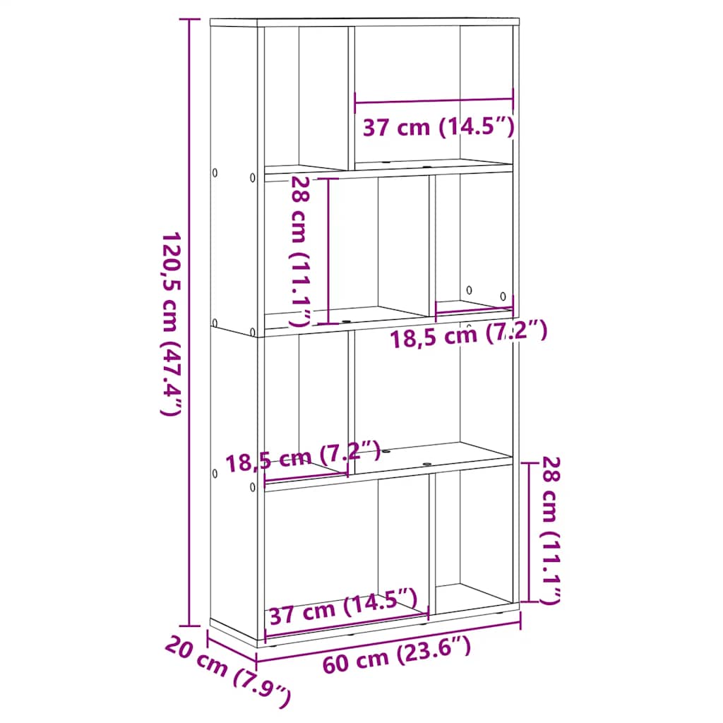 Bücherregal Artisan-Eiche 60x20x120,5 cm Holzwerkstoff