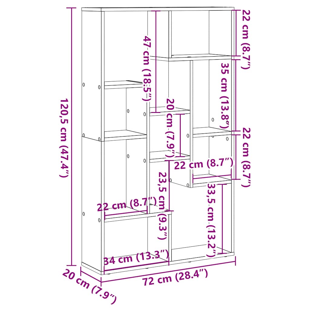 Bücherregal Artisan-Eiche 72x20x120,5 cm Holzwerkstoff