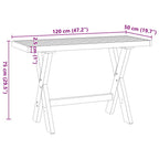 Schreibtisch NOAIN X-Form-Beine 120x50x75 cm Massivholz Kiefer