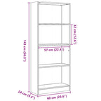 Bücherregal Grau Sonoma 60x24x143 cm Holzwerkstoff