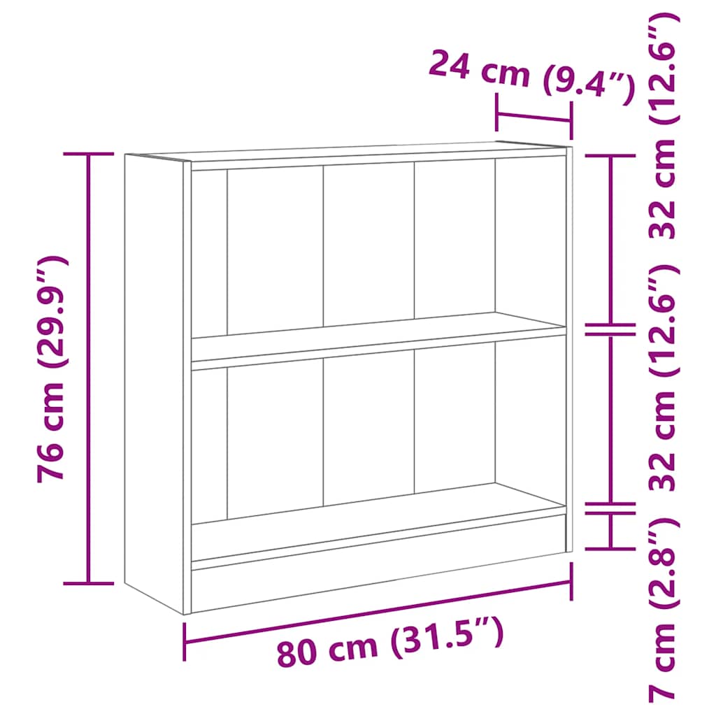 Bücherregal Altholz-Optik 80x24x76cm Holzwerkstoff